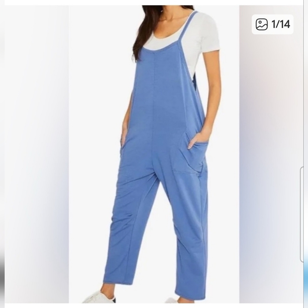 Sincerely Jules Women's One-Piece Scoop Neck Jumpsuit With Pockets Boho